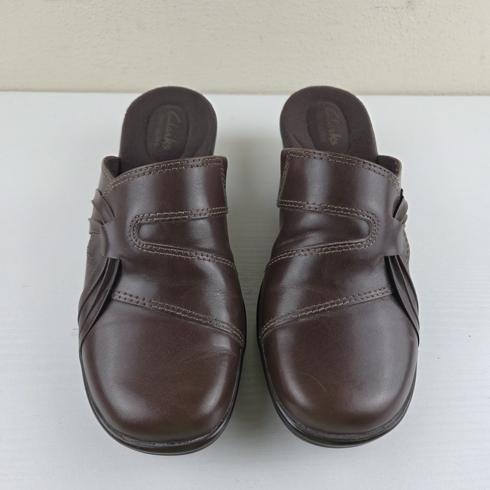 Clarks Bendables 62896 Dark Brown Leather Slip On Comfort Mule Clogs Wmns Sz 8 M - Picture 5 of 12